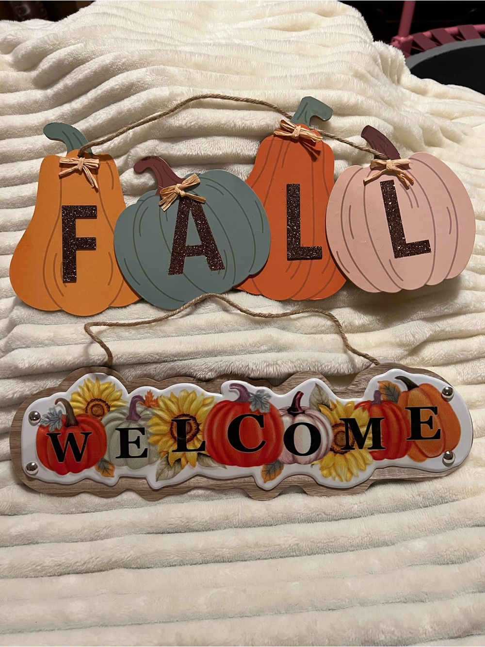 Rustic Fall Pumpkin Welcome Wall Decor - Multi-Color NWT